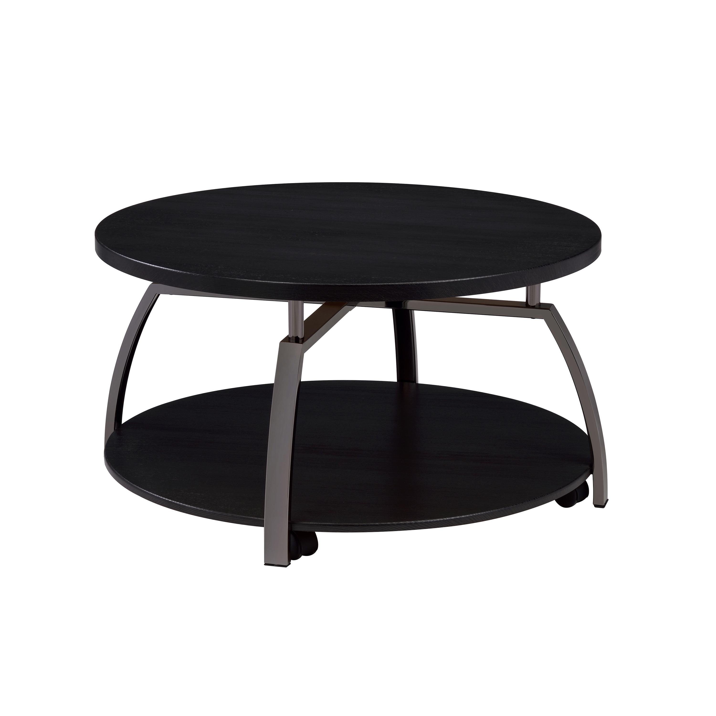 Coaster Furniture Dacre 722208 Round Engineered Wood Top Coffee Table - Dark Charcoal IMAGE 1